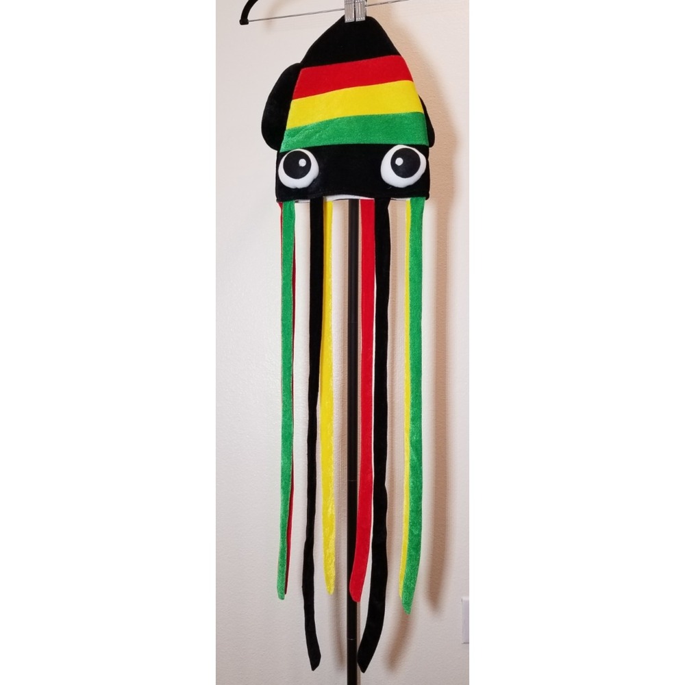 Squid Hat Reggae Rasta Jamaica Ska Mento Costume Party Sea Animal Hat Cap Eyes